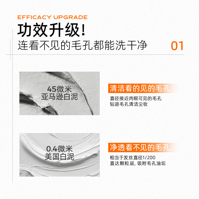 C咖双管氨基酸洁面乳男女洗面奶白泥深层清洁毛孔温和控油护肤品 清洁双管洗面奶80g*2支