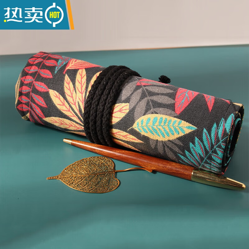 手工帆布笔帘24364872孔大容量卷笔袋男女生彩铅素描文具盒 铅笔袋