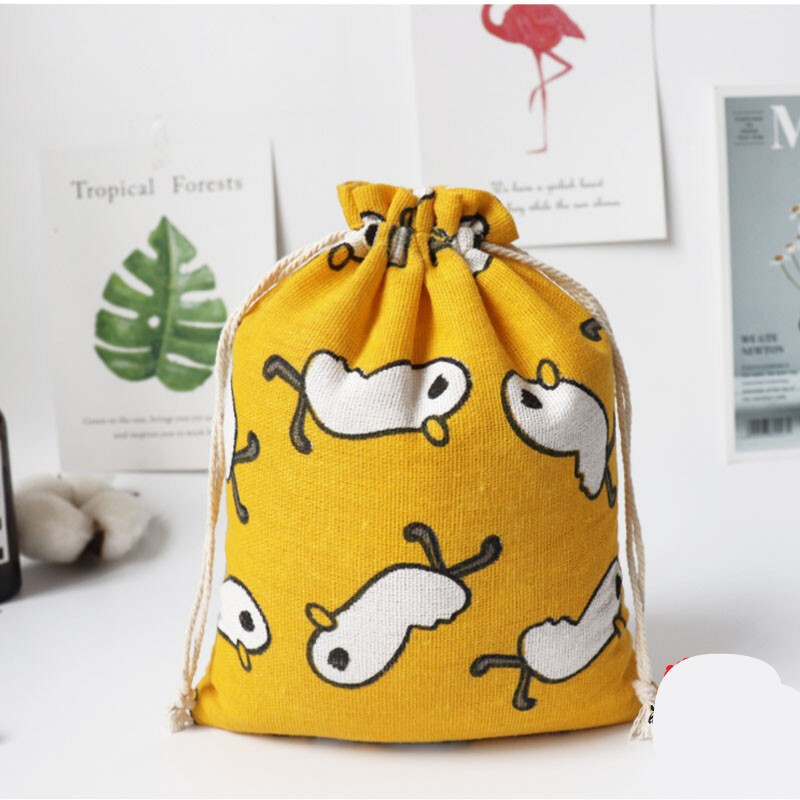 赶蚊布袋大号彩色卡通布袋束口袋麻布袋子麻布袋收纳袋小布袋 小白鸭
