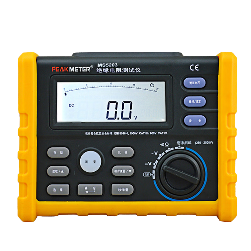 PEAKMETER数字绝缘电阻测试仪MS5203/5205数字兆欧表1000V/2500V MS5203数字兆欧表(1000V)