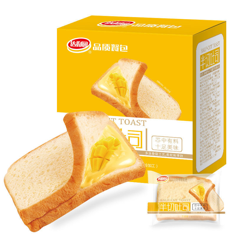 吐司面包整箱半切片全麦营养早餐奶酪夹心软零食品 芒果味吐司675g【箱装】