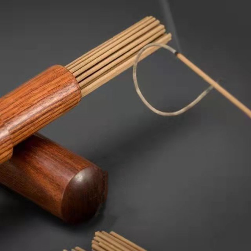 小匠工香炉檀木线香盒盘香盒卧香盒香桶沉香炉室内木制檀香炉香薰炉 银杏叶香盒四件套