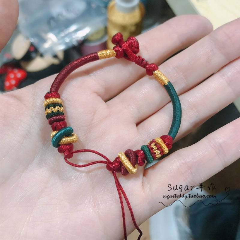 览日鸟新品  故宫配色双联结手绳女手链半成品可穿珠diy穿饰品红书款