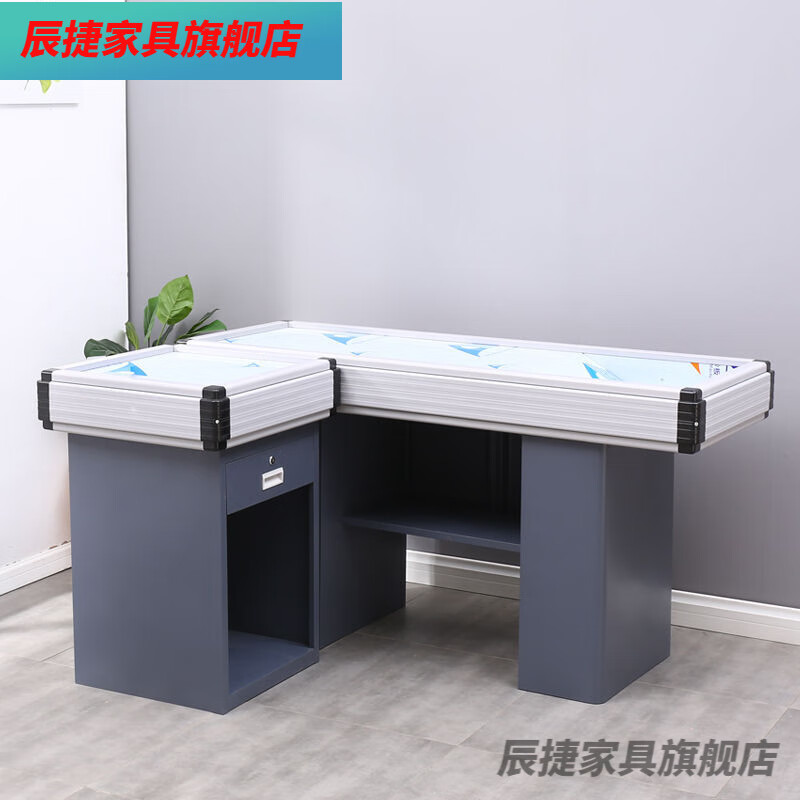 收银台超市便利店柜台水果店药店金属转角商场百货收银柜子不锈 灰色