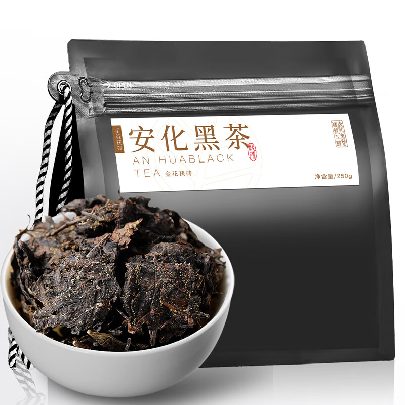 七春  安化黑茶250g 金花茯砖茶 陈香口粮熟散茶叶袋装礼物元旦自己喝