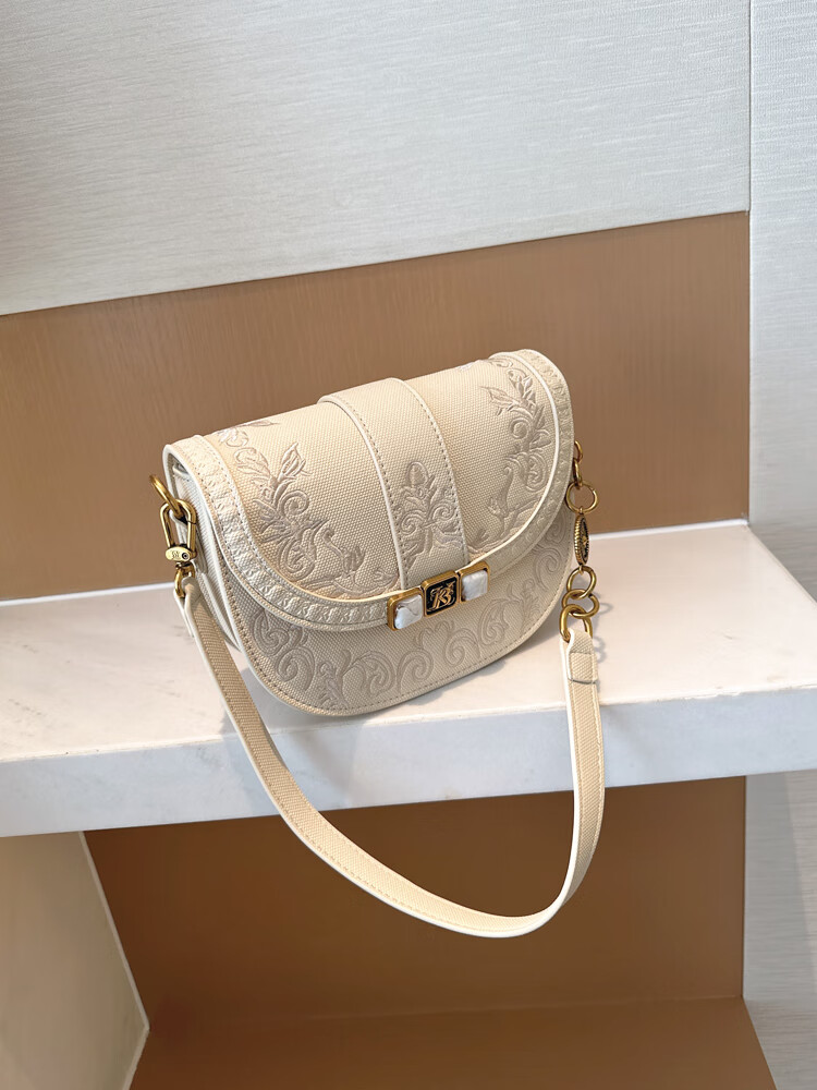 酷奇袋鼠 kq包包女包2024新款时尚高级质感刺绣马鞍腋下包手提包单肩