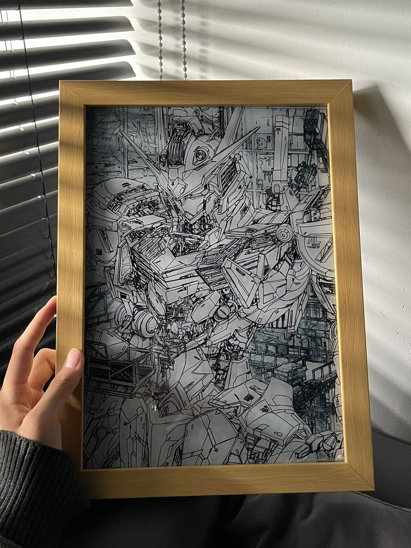 创京懿选高品质高达灯光画灯光画高达高达装饰画高达动漫线条灯光画桌