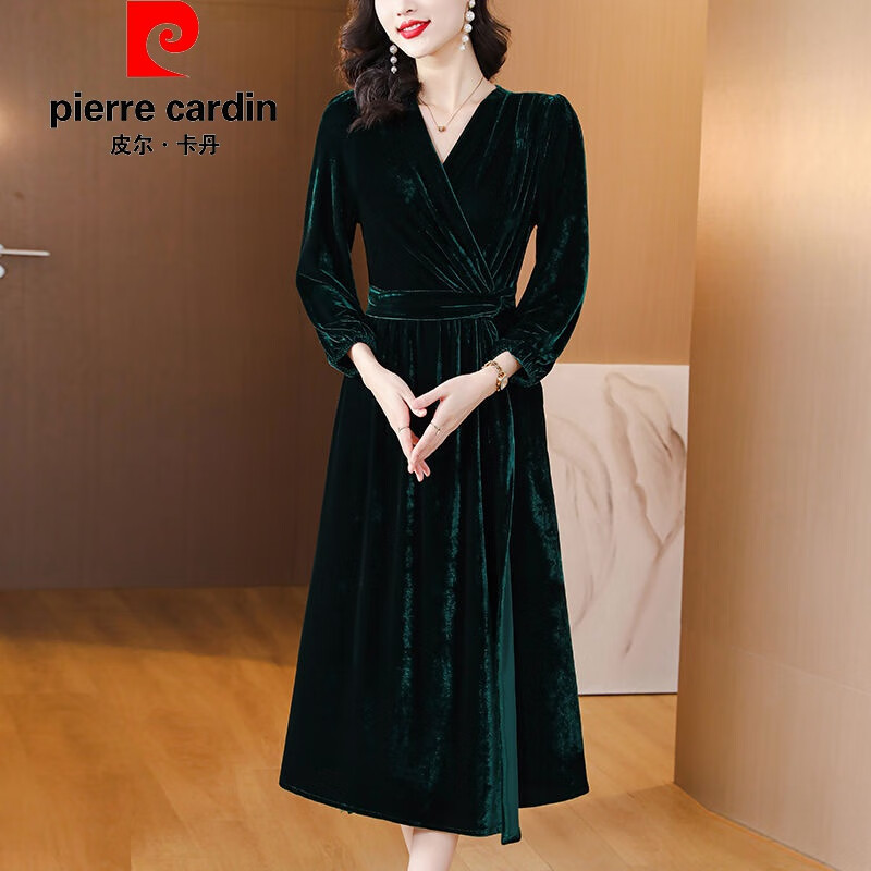 皮尔卡丹(pierre cardin)官方品牌高档女装高端真丝金丝绒100%桑蚕丝