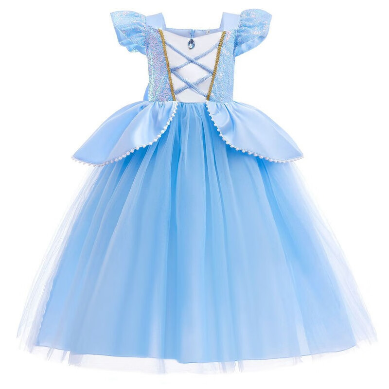 依百购灰姑娘连衣裙仙蒂公主裙 女童亮片拼接网纱蓬蓬礼服裙儿童表演