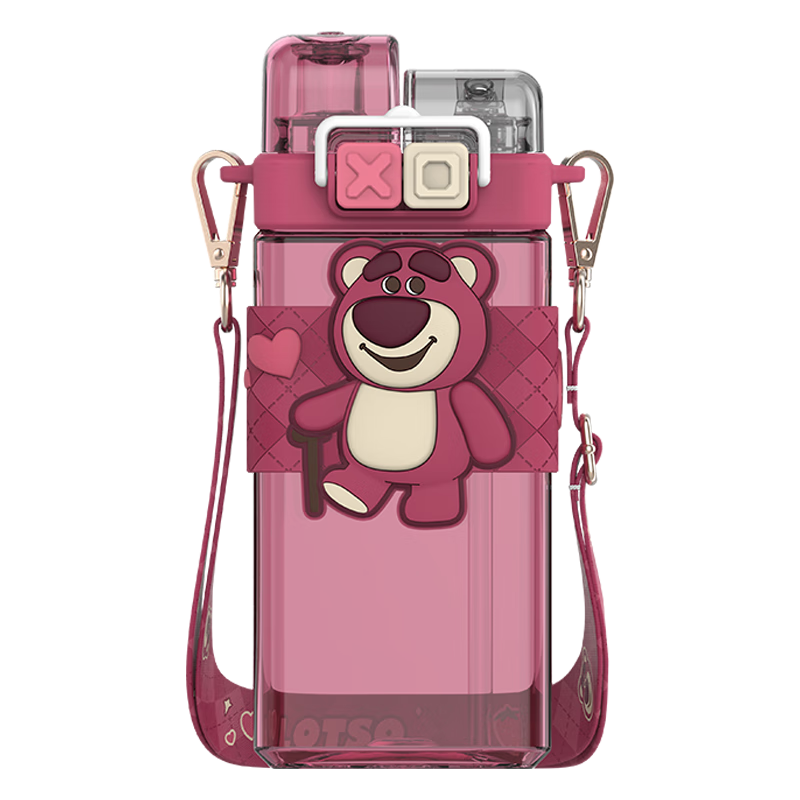 迪士尼（Disney）儿童水杯双饮小学生吸管直饮杯男女童夏季杯子便携冷水杯 草莓熊