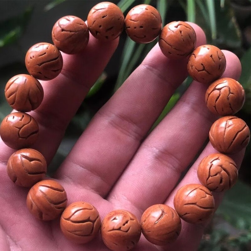 龙纹桃核正圆光珠手串精品秦岭山桃核纯手工打磨绕指柔手链男女款 12