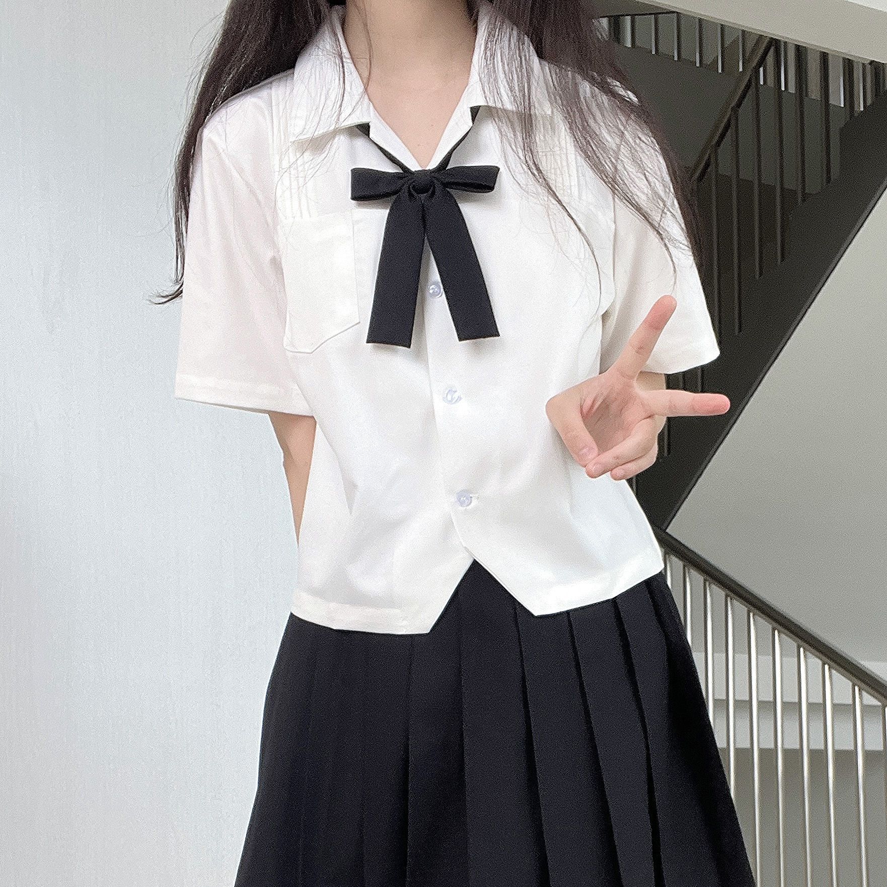 奈加图短款jk衬衫长袖短袖基础款学院风宽松百搭白衬衣小众感女 方