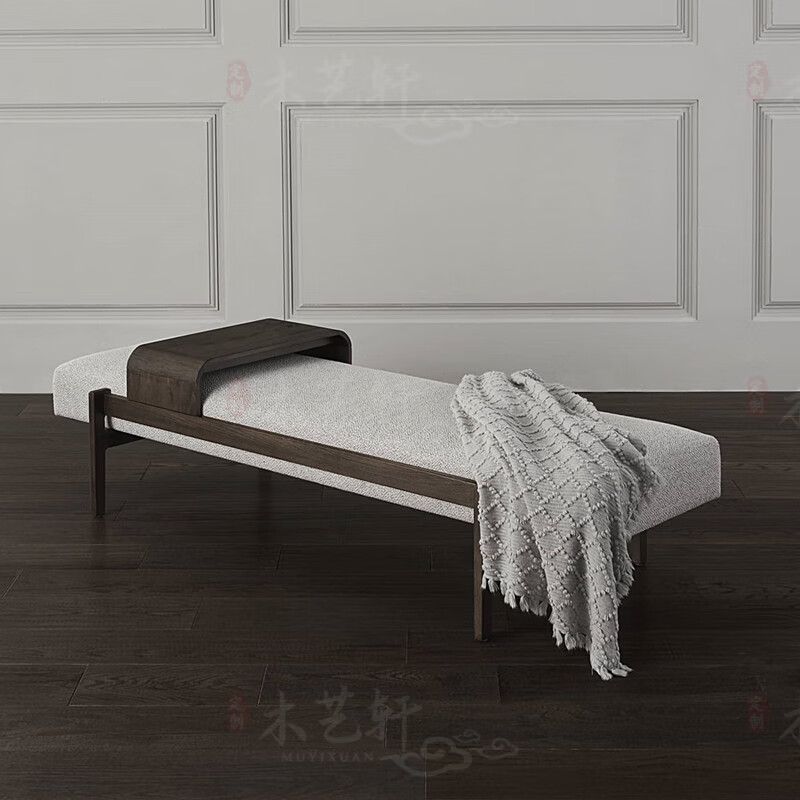 萌依儿(mengyier)新中式夫妻床尾凳床头凳新中式卧室床尾凳入户换鞋凳