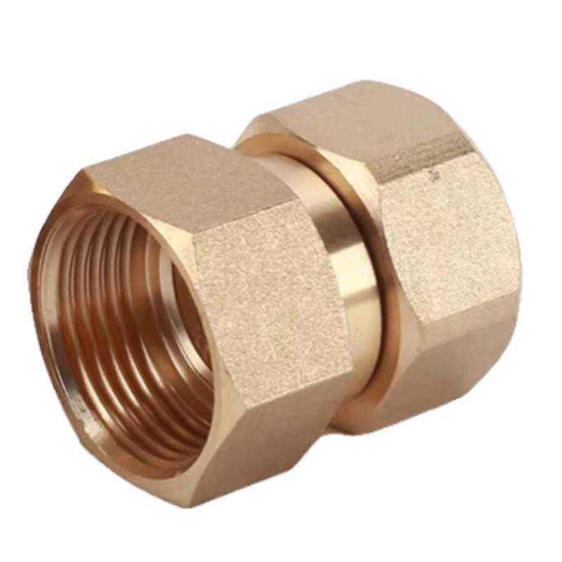 锦超越 铜铝塑管接头配件 双内丝活接头 本色4分