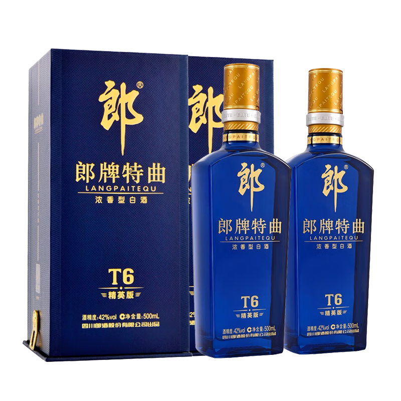 店铺会员,plus会员:郎酒 郎牌特曲t6 42度精英版浓香型白酒500ml 双