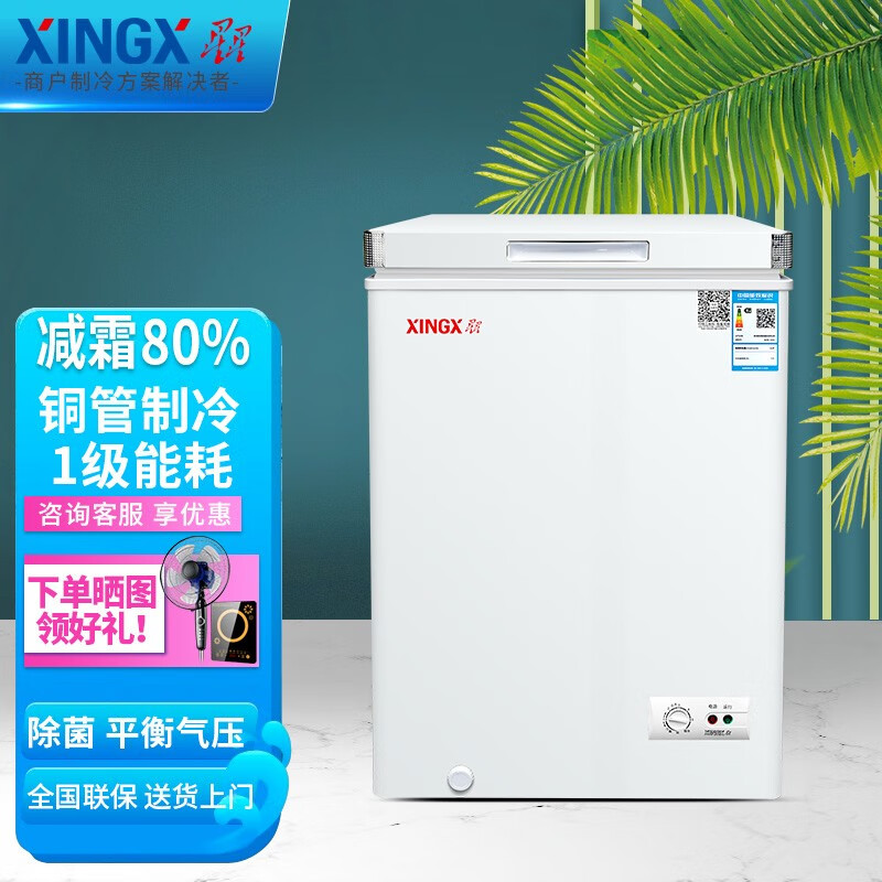 星星冷柜家用小型一级节能单温冷藏冷冻可转换商用冰柜微霜自动减霜雪柜 103升 家用减霜80% BD/BC-103GA