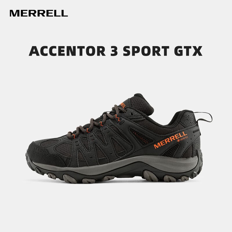 迈乐（Merrell）户外徒步鞋男女款ACCENTOR GTX/WP经典防水透气防滑耐磨登山鞋 J036741-GTX黑桔（男款） 42