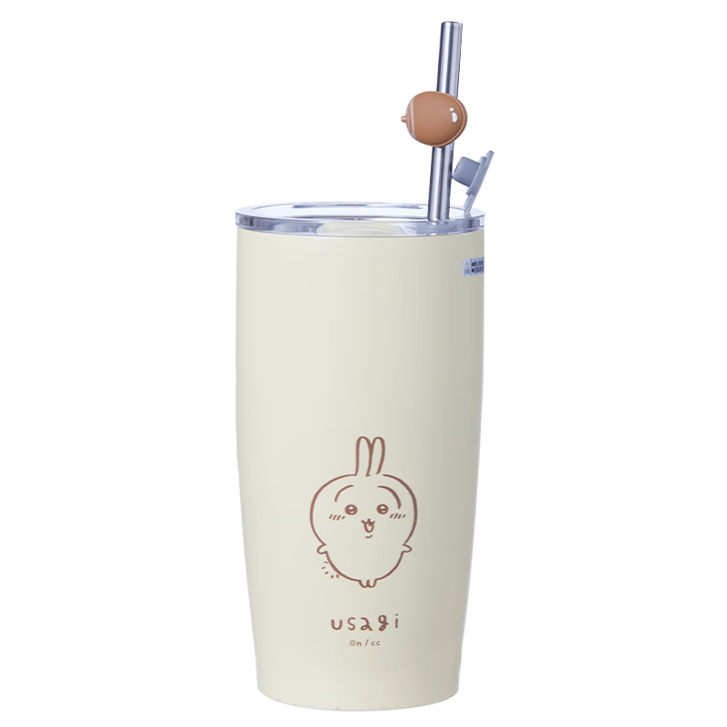 PLUS会员:名创优品(MINISO)chiikawa系列吸管钢杯吸管杯保温水杯学生儿童水杯550mL(Usagi) 31.91元