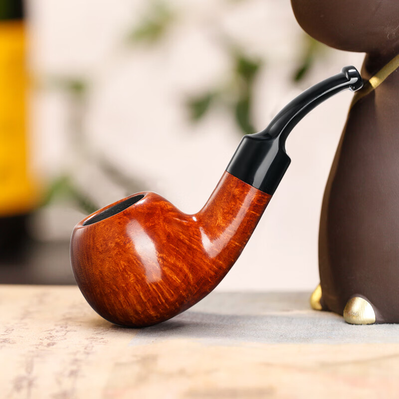 石楠木烟斗进口手工苹果斗型 9mm烟道过滤实木老式便携男士烟锅袋