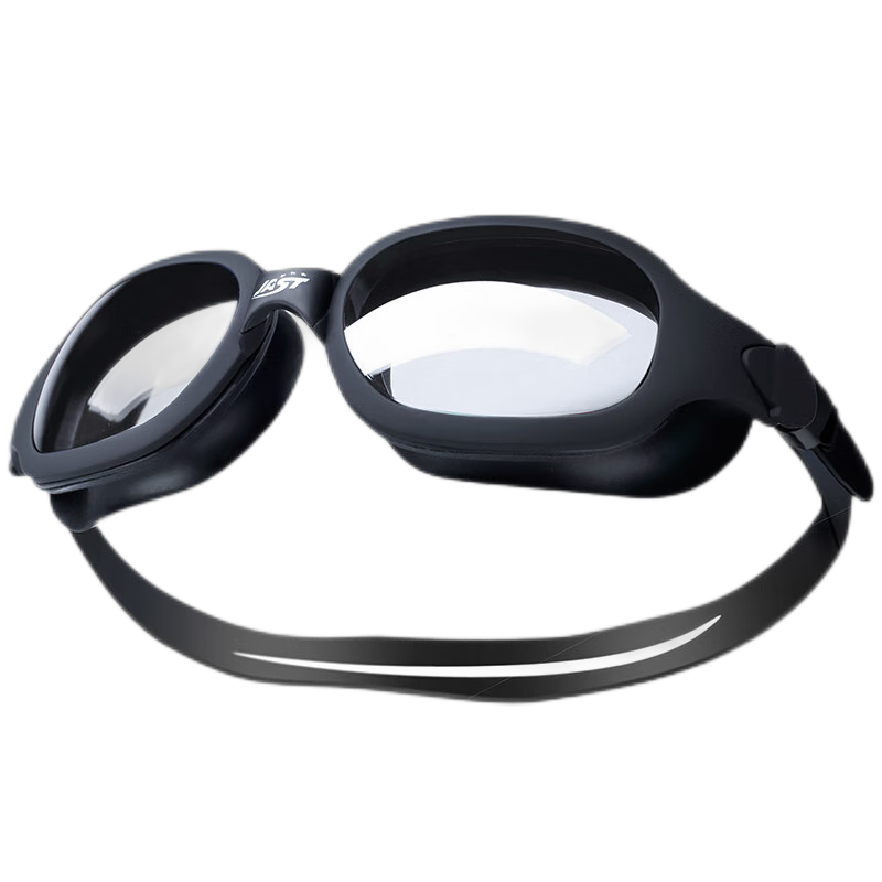 佳斯特（JAST）泳鏡女士高清防水防霧大框近視游泳鏡男泳鏡泳帽游泳眼鏡游泳套裝 黑色透明泳鏡(平光)