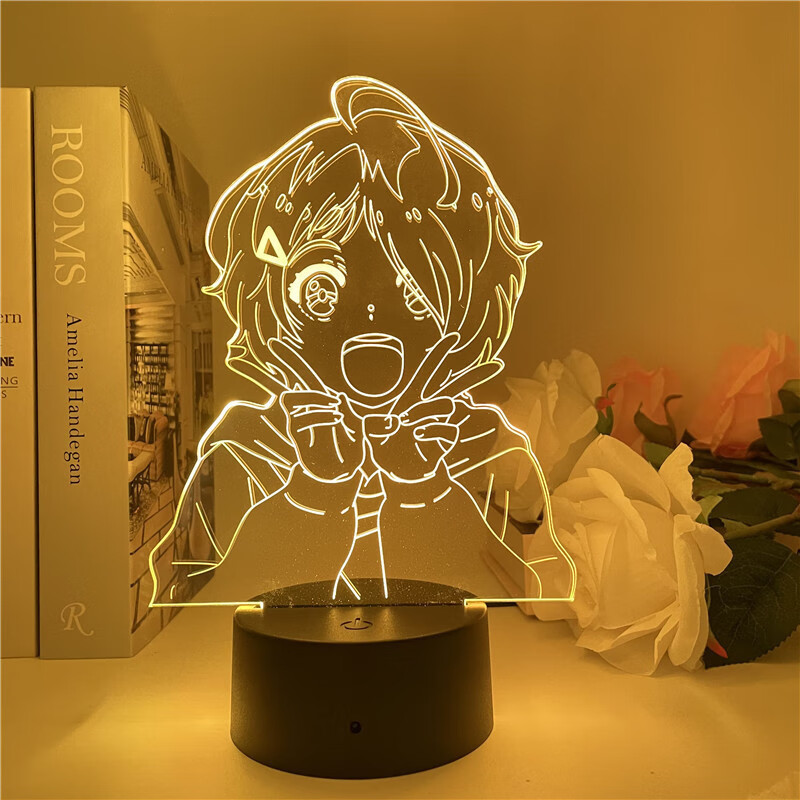 usb小夜灯动漫二次元模型景品摆件 6333 奇蛋物语 大户爱 剪刀手 黑色