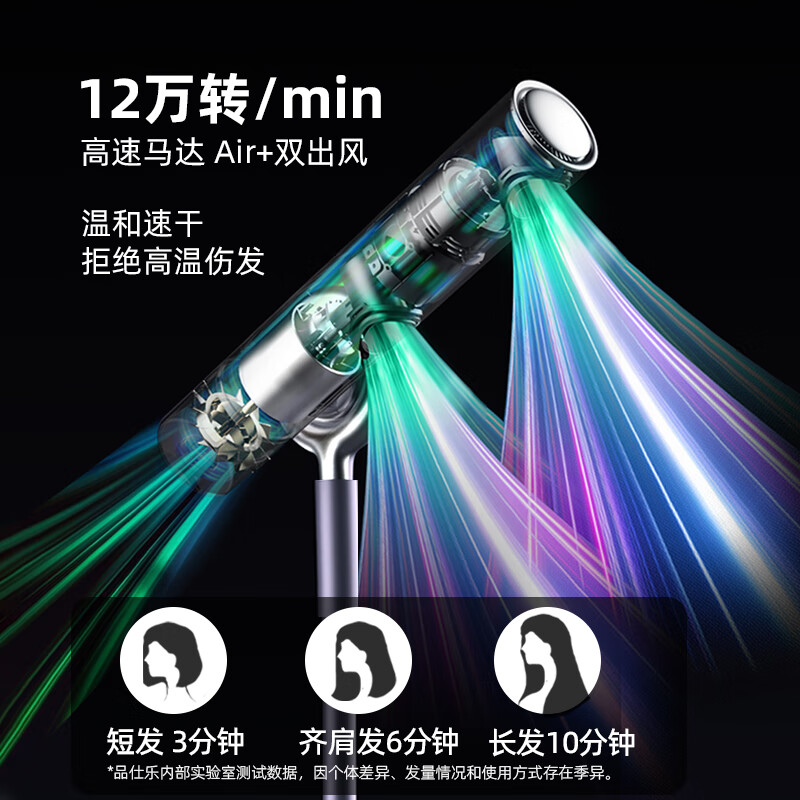 品仕乐立式吹风机新品高速升级自动摇头速干护发负离子懒人儿童家用落地免手持电吹风筒 新品-紫藤灰（高速养发摇头版）