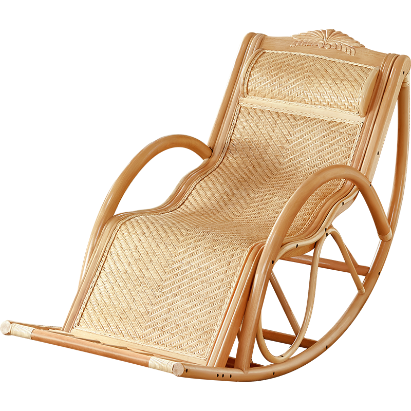 奥莱嘉 摇椅躺椅摇摇椅阳台休闲家用大人老人午睡椅懒人沙发逍遥椅真藤编原木色藤椅 TW-22原色摇椅 藤椅