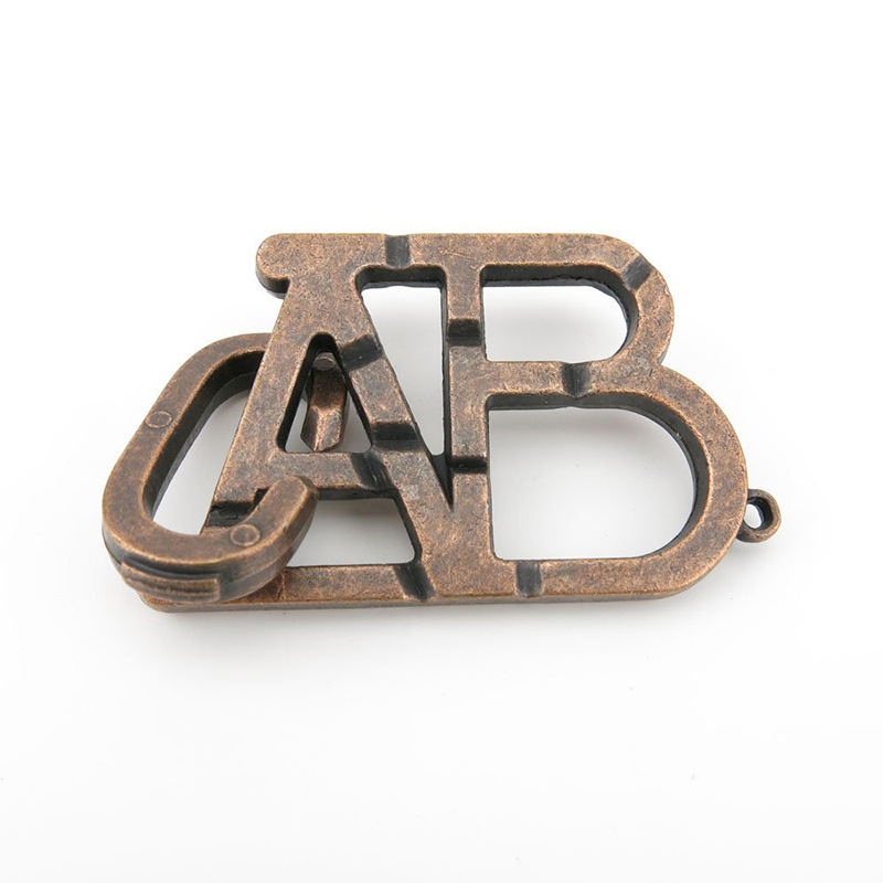 合金解环abc迷宫锁魔术马蹄环鲁班锁puzzle烧脑玩具 abc锁