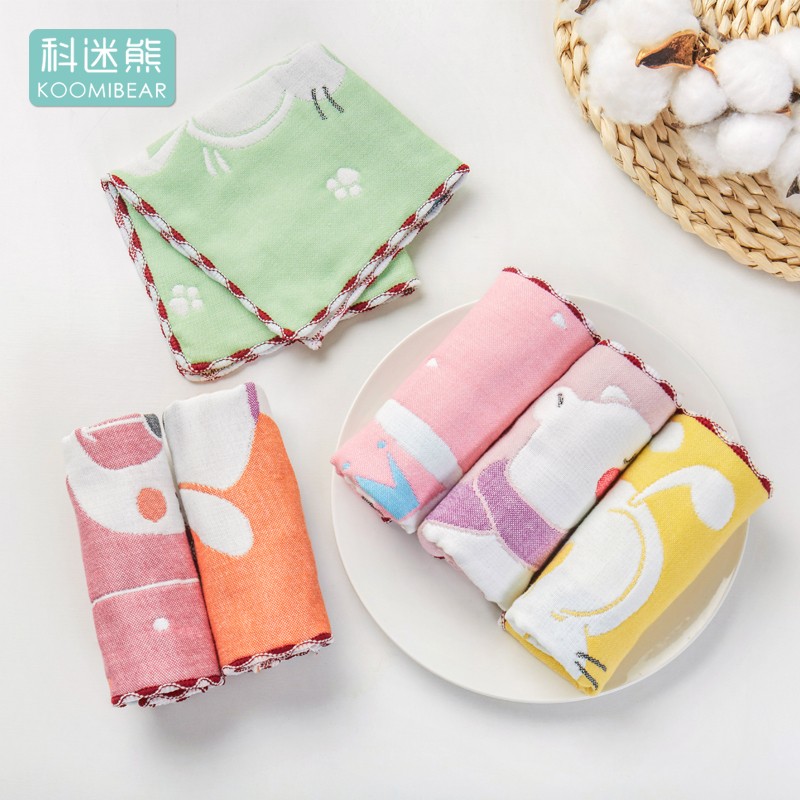 科迷熊（KOOMIBEAR）婴儿纱布毛巾宝宝口水巾大号洗脸巾喂奶巾儿童手帕小学生方巾幼儿 10条装花色随机