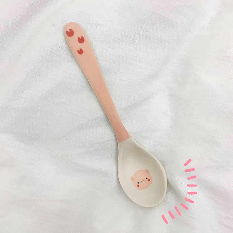 幻视麦片碗 一人食可爱小猪猪造型餐盘卡通摔餐具sn1566 小猪勺子1个
