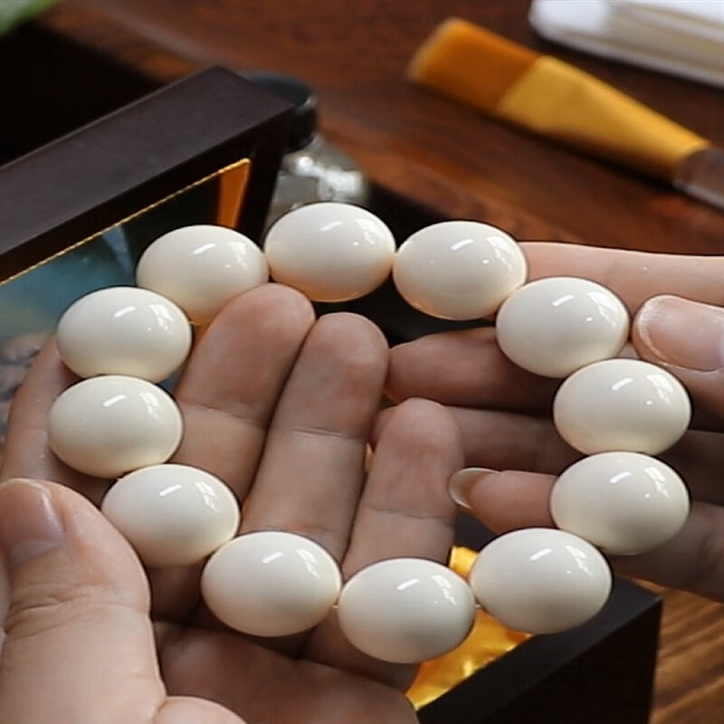 酷奇象(kuqixiang)天然猛犸象牙手串男20mm 猛犸牙满纹冰料单圈佛珠