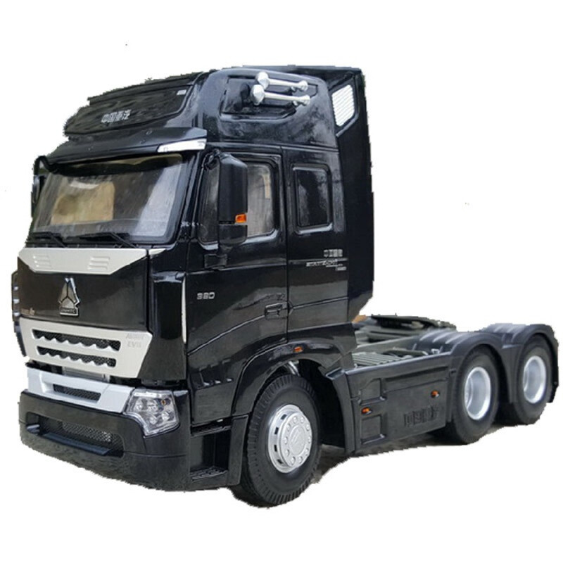 原厂中国重汽卡车模型1:24豪沃豪泺 howo a7牵引车拖头卡车模型黑