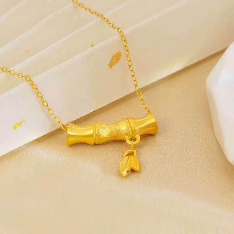 mox老凤凰黄金吊坠999足金竹节转运珠节节高升金珠项链送女节日礼物