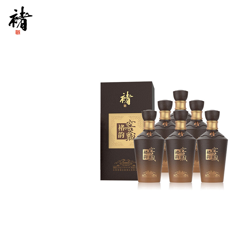 褚酒褚韵窖藏白酒清香型52度500ml云南特产白酒高粱酒节日开业送礼 52度 500mL 6瓶 整箱装