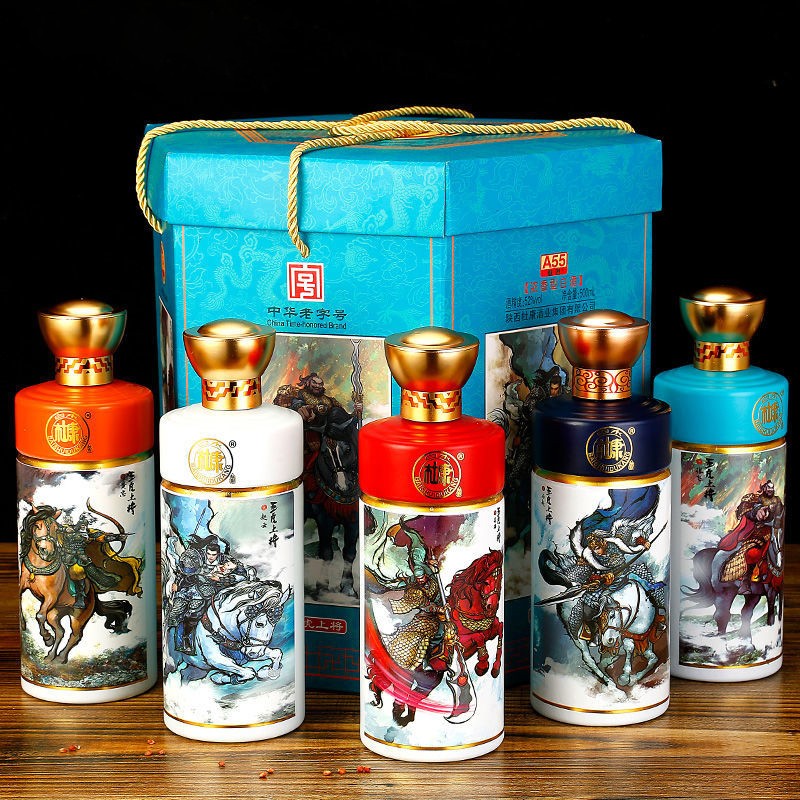 陕西白水杜康魅匠A55五虎上将酒浓香型白酒52度高度粮食酒整箱5瓶礼盒装 5瓶礼盒装