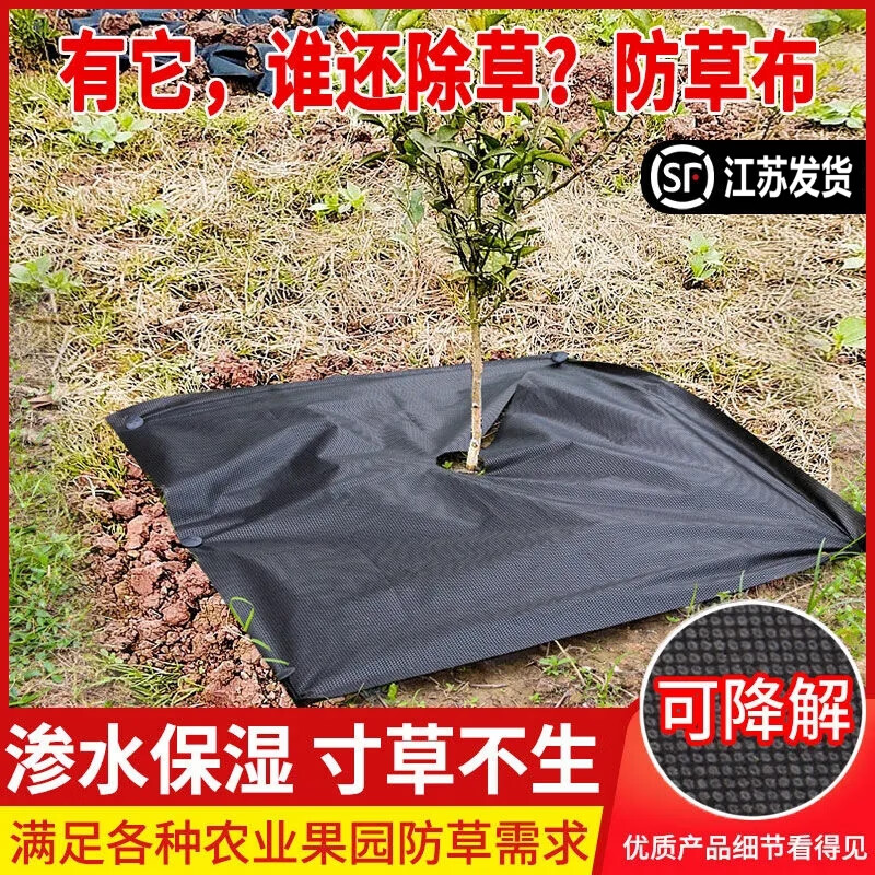 巨融防草布除草布抗老化果园果树遮草盖草布农用园艺地布耐用透气保湿 1.5米X1.5米10张【加收口地钉】