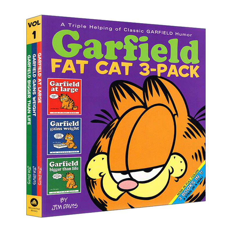 英文原版 garfield fat cat 3-pack #1 加菲猫漫画 三合一 1 经典趣味