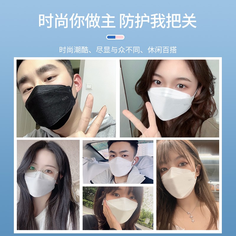 万宝绿kn95口罩3d立体女高颜值2025新款一次性鱼嘴柳叶透气防尘男不勒耳 KN95级【白色100只】-独立装 热销款