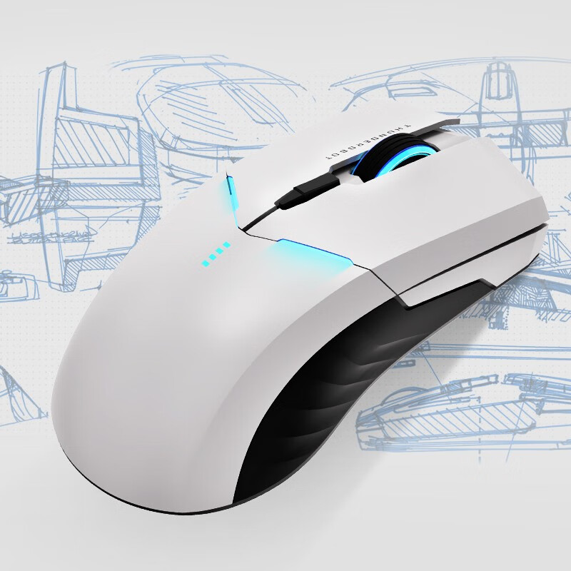 雷神（ThundeRobot）ML7无线鼠标/有线电竞游戏鼠标可充电人体工学鼠标电脑办公 无线鼠标-ML701白鲨/4000DPI