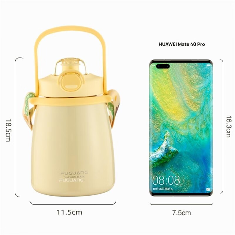 富光保温杯316不锈钢女大容量儿童水杯学生吸管杯子大肚杯520七夕礼物 青草绿【316L+贴纸】 1000ml