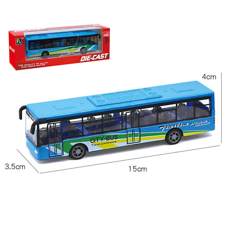 BOMP公交车合金模型 15CM仿真公交巴士回力车 3岁男孩玩具 蓝色巴士 15CM大巴车