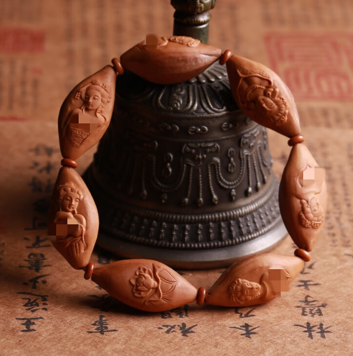 snqp送好友的礼物a橄榄胡手串美女图橄榄核雕刻手链裸文玩饰品把玩大