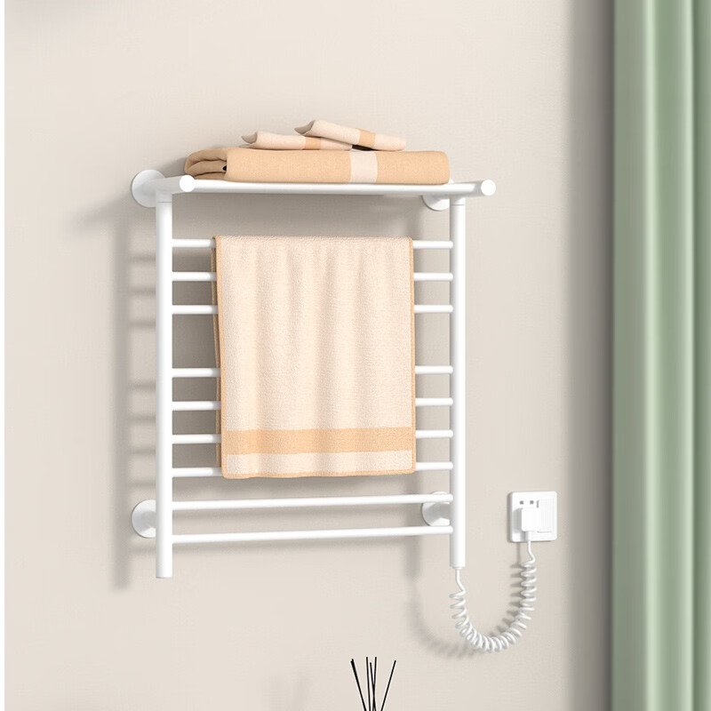 艾芬达（AVONFLOW） 电热毛巾架家用加热浴室毛巾衣物烘干置物架 电热烘干架 GD16白一键开关右出线