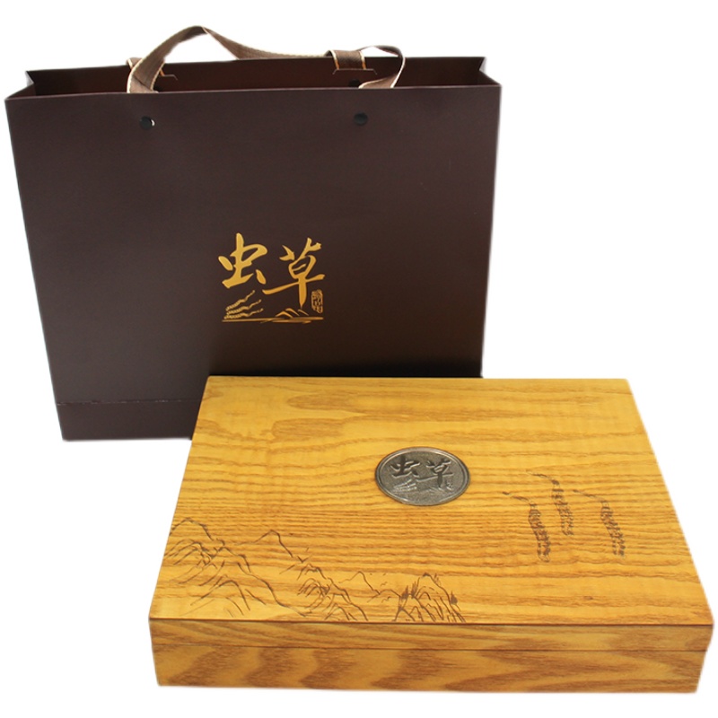 索拉图 新款虫草包装盒 冬虫夏草礼盒木盒10只20支30只40只装礼品盒