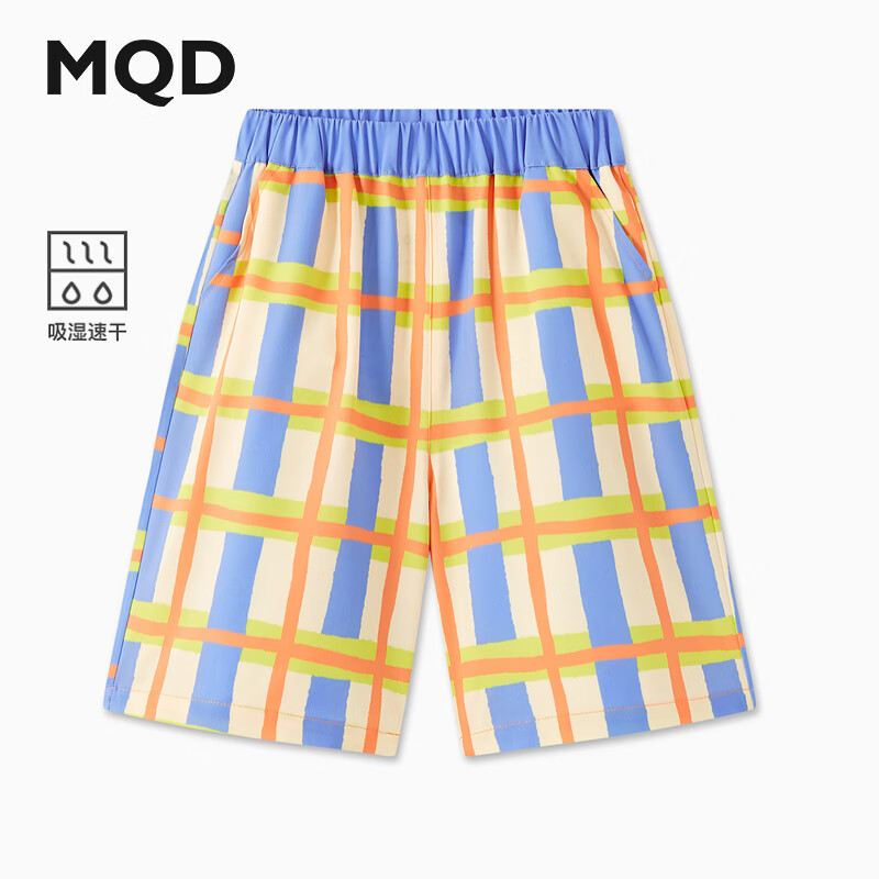 马骑顿（MQD）【吸湿速干】MQD男大童夏季撞色多彩沙滩裤户外五分休闲裤 桔格 150