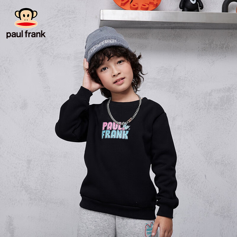 大嘴猴（paul frank）童装儿童卫衣冬季加绒款男女童2023新款圆领中大童长袖休闲衣 黑色 130（偏小一码）使用感如何?