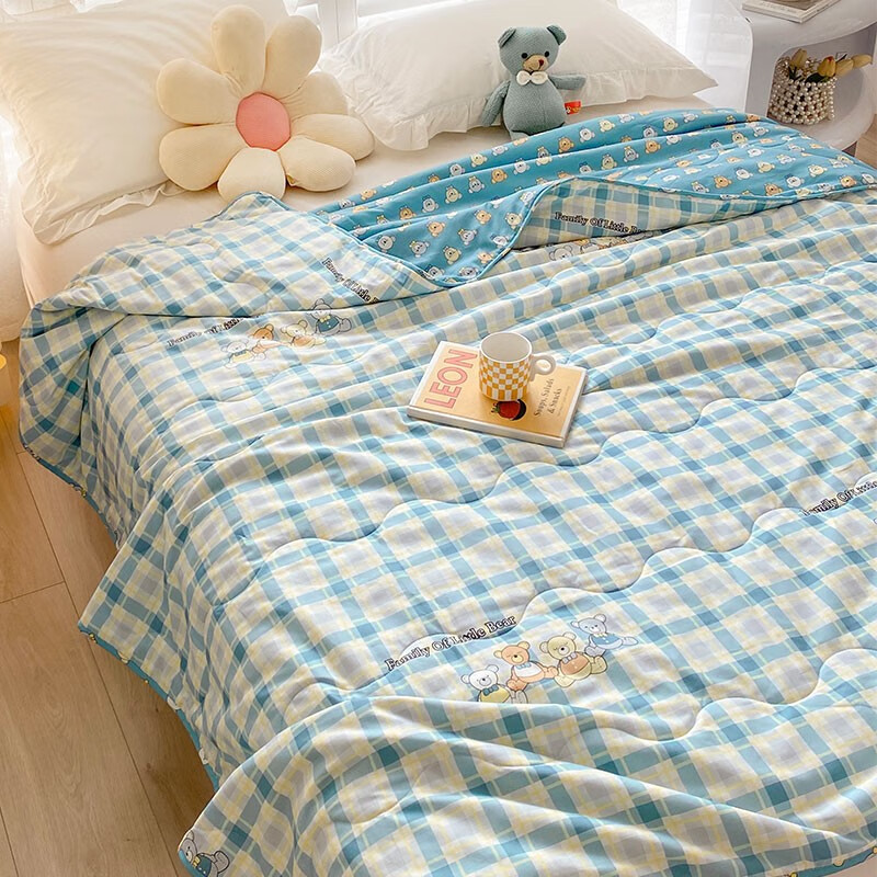 多喜爱家纺新品全棉可水洗机洗空调被夏凉被 卡通全棉空调被 【亲肤柔软 舒爽透气 】英伦蓝调 150*120cm