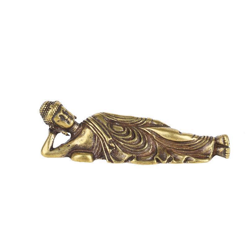 迷你铜把件古玩铜器迷你佛像小摆件黄铜仿古做旧工艺品躺佛摆件品手玩