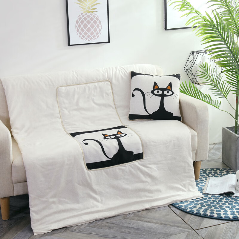 GISAEV车载抱枕被子两用沙发办公室多功能头枕腰靠抱枕被折叠空调被靠枕 抱枕 眼镜猫 1个 1个 40X40展开100*150