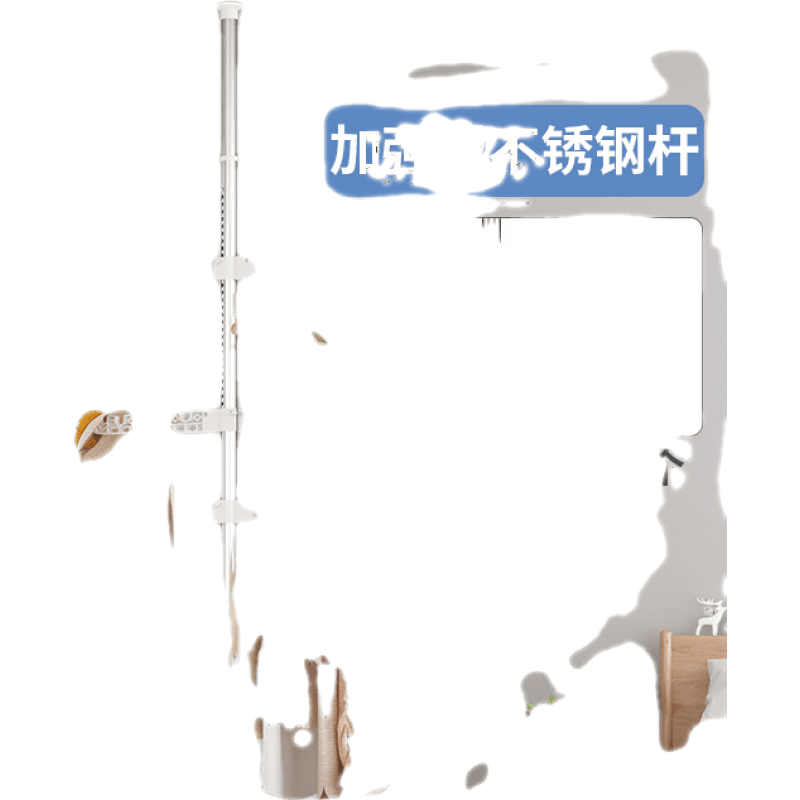 古达 顶天立地晾衣架家用落地卧室内免打孔伸缩杆阳台窗口晒挂衣架神器 不锈钢4折叠翅膀 中
